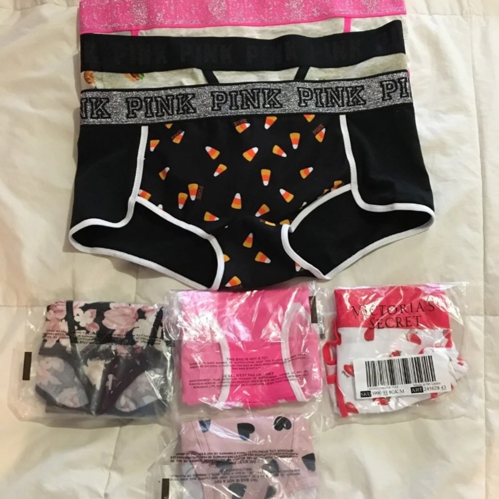 VS Pink Logo Boyshort/Hipster Panties
